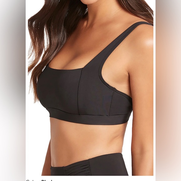 Sea Levels Swim Black Square Neck Bralette Bikini Top Size 8 (Medium) NWT - Picture 4 of 13